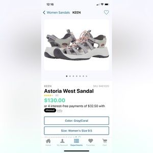 Keen women’s sandal. Size 9.5. Grey/coral. Brand new, worn once.